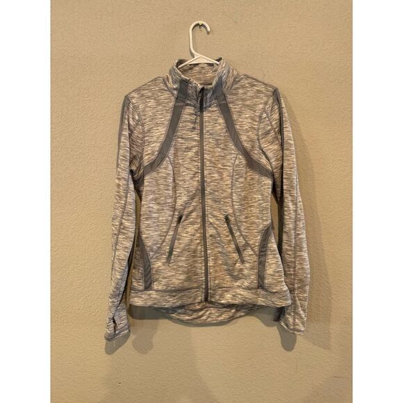 Tangerine Women's Size Medium Activewear Mock Neck Mesh Athletic Sweater Gray - Picture 1 of 4